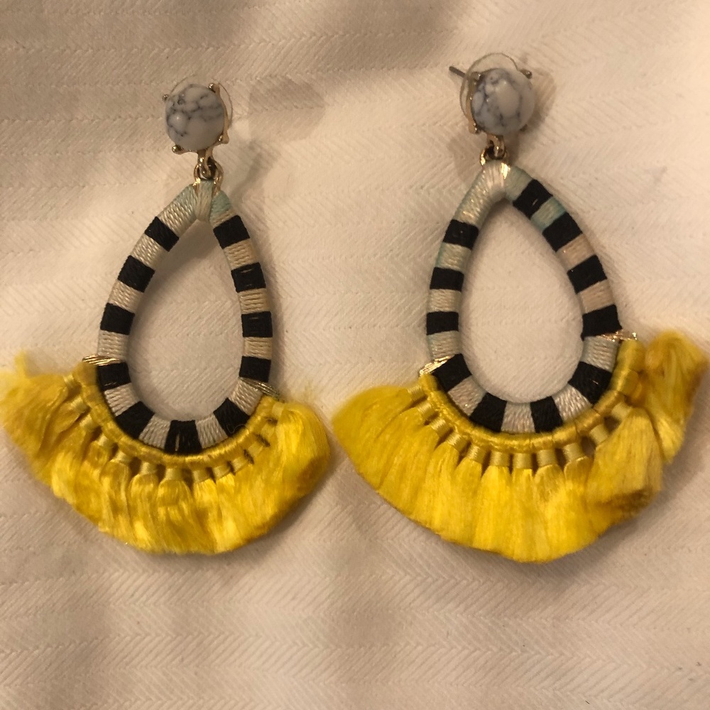 BaubleBar Black and Yellow Fringe Earings